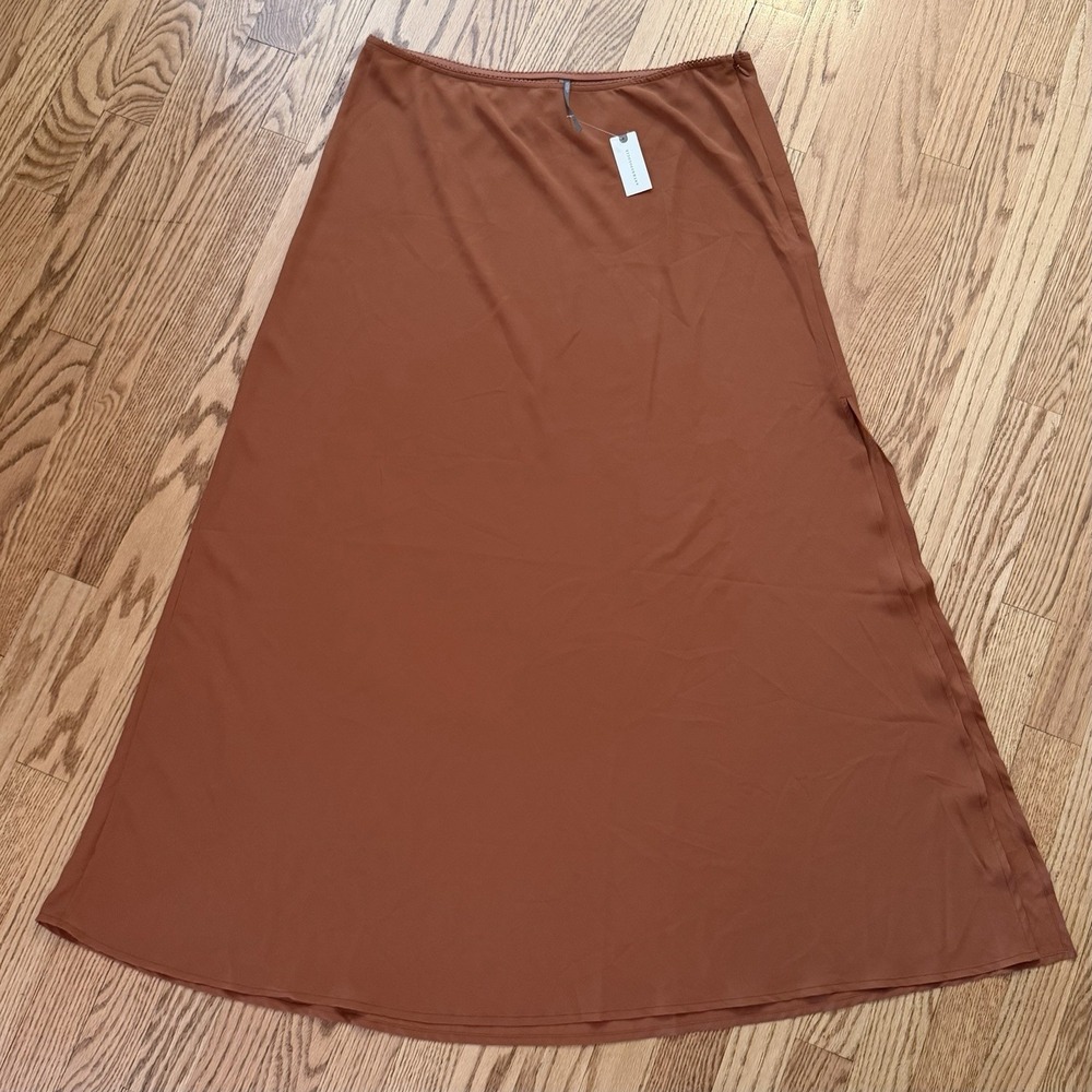 By Anthropologie Brown Crepe Maxi Skirt Boho Festival Capsule A-Line NWT‎ Large